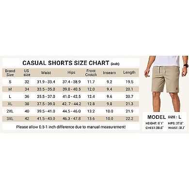 COOFANDY Men' Chino Shorts Elastic Waist Drawstring Casual Shorts Lightweight Breathable