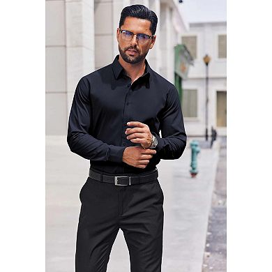 COOFANDY Long Sleeve Office Work Shirts for Men Button Up Lightweight Regular Fit Shirt Formal