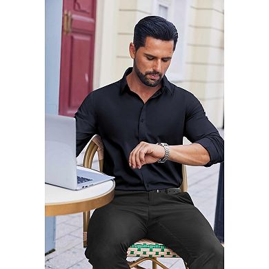 COOFANDY Long Sleeve Office Work Shirts for Men Button Up Lightweight Regular Fit Shirt Formal