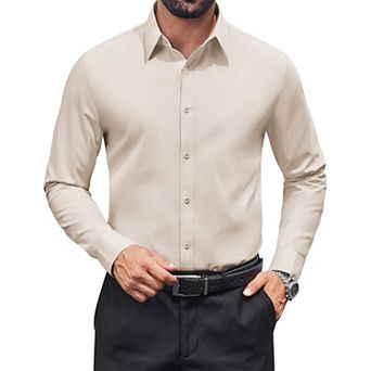 COOFANDY Long Sleeve Office Work Shirts for Men Button Up Lightweight Regular Fit Shirt Formal