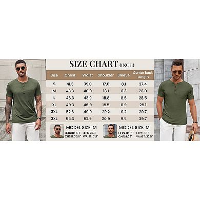 COOFANDY Men' Soft Henley Shirts Short Sleeve Casual T-Shirts with Pocket Summer Button Henleys