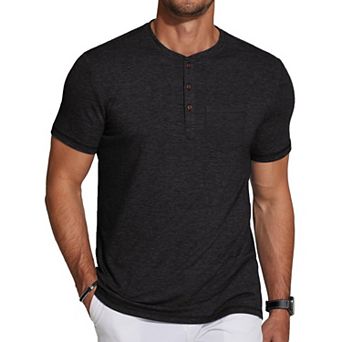 COOFANDY Men' Soft Henley Shirts Short Sleeve Casual T-Shirts with Pocket Summer Button Henleys
