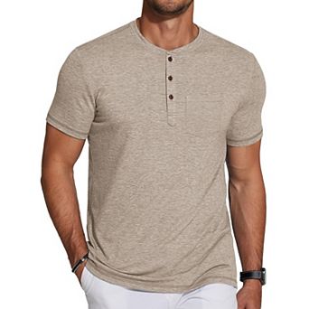 COOFANDY Men' Soft Henley Shirts Short Sleeve Casual T-Shirts with Pocket Summer Button Henleys