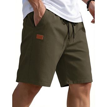 COOFANDY Men' Elastic Waist Shorts Cotton Summer Shorts Classic Fit Walking Hiking Shorts Light