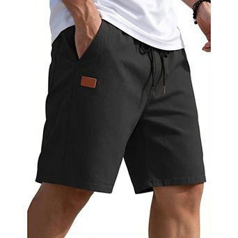 COOFANDY Men' Elastic Waist Shorts Cotton Summer Shorts Classic Fit Walking Hiking Shorts Light