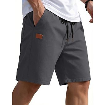 COOFANDY Men' Elastic Waist Shorts Cotton Summer Shorts Classic Fit Walking Hiking Shorts Light