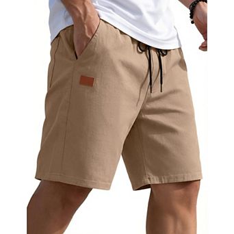 COOFANDY Men' Elastic Waist Shorts Cotton Summer Shorts Classic Fit Walking Hiking Shorts Light