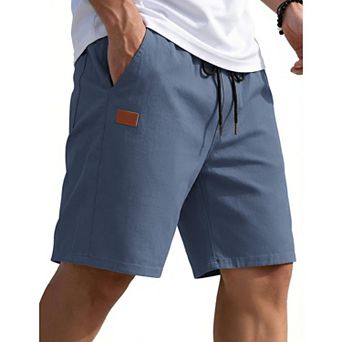 COOFANDY Men' Elastic Waist Shorts Cotton Summer Shorts Classic Fit Walking Hiking Shorts Light
