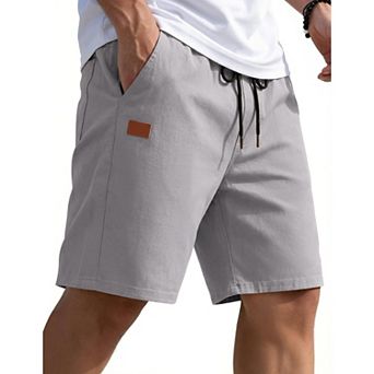 COOFANDY Men' Elastic Waist Shorts Cotton Summer Shorts Classic Fit Walking Hiking Shorts Light