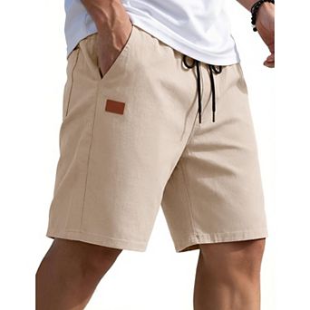 COOFANDY Men' Elastic Waist Shorts Cotton Summer Shorts Classic Fit Walking Hiking Shorts Light