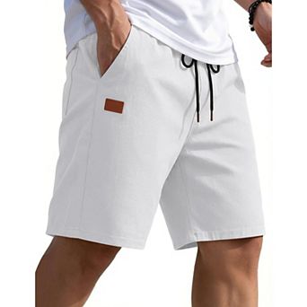 COOFANDY Men' Elastic Waist Shorts Cotton Summer Shorts Classic Fit Walking Hiking Shorts Light