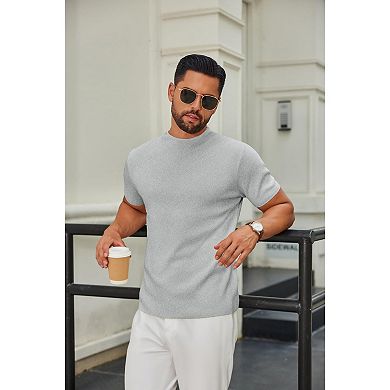 COOFANDY Men' Short Sleeve Turtleneck Sweater Casual Pullover Basic T-Shirts Thermal Tops for Men