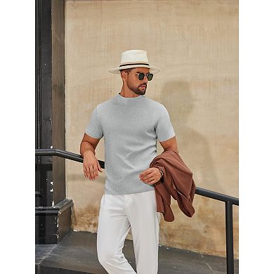 COOFANDY Men' Short Sleeve Turtleneck Sweater Casual Pullover Basic T-Shirts Thermal Tops for Men