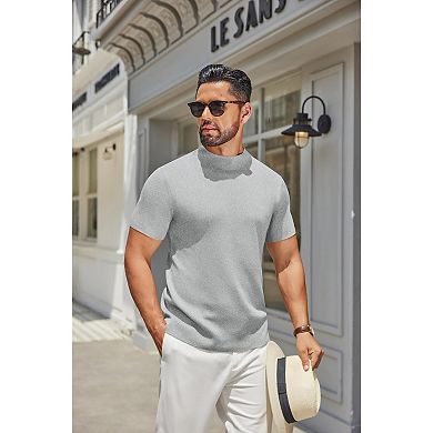COOFANDY Men' Short Sleeve Turtleneck Sweater Casual Pullover Basic T-Shirts Thermal Tops for Men