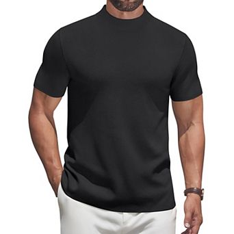 COOFANDY Men' Short Sleeve Turtleneck Sweater Casual Pullover Basic T-Shirts Thermal Tops for Men