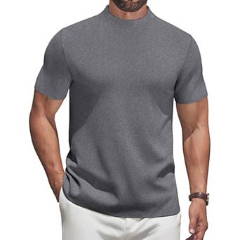 COOFANDY Men' Short Sleeve Turtleneck Sweater Casual Pullover Basic T-Shirts Thermal Tops for Men