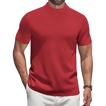 COOFANDY Men' Short Sleeve Turtleneck Sweater Casual Pullover Basic T-Shirts Thermal Tops for Men