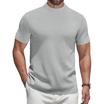 COOFANDY Men' Short Sleeve Turtleneck Sweater Casual Pullover Basic T-Shirts Thermal Tops for Men