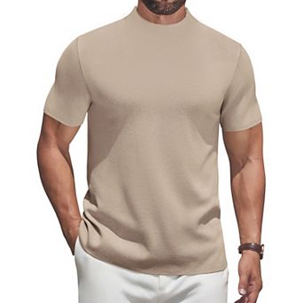 COOFANDY Men' Short Sleeve Turtleneck Sweater Casual Pullover Basic T-Shirts Thermal Tops for Men