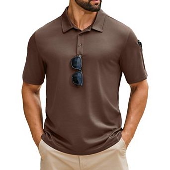COOFANDY Men' Golf Polo Shirt Short Sleeve Quick Dry Pique Polo Shirts Performance Collared Polo