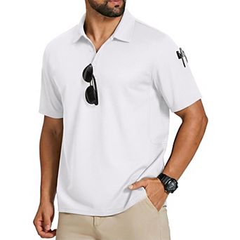 COOFANDY Men' Golf Polo Shirt Short Sleeve Quick Dry Pique Polo Shirts Performance Collared Polo