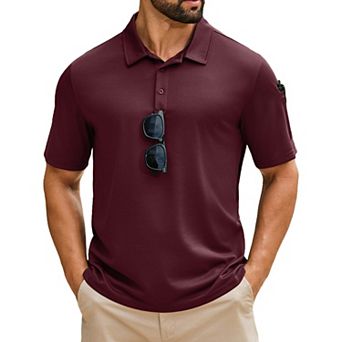 COOFANDY Men' Golf Polo Shirt Short Sleeve Quick Dry Pique Polo Shirts Performance Collared Polo
