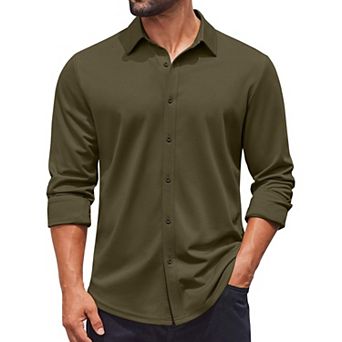 COOFANDY Long Sleeve Shirts for Men Button Up Untucked Shirt Wrinkle Free Casual Shirts