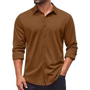 COOFANDY Long Sleeve Shirts for Men Button Up Untucked Shirt Wrinkle Free Casual Shirts