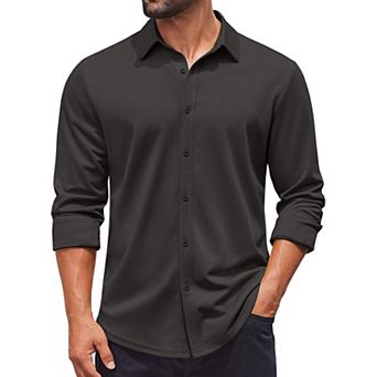 COOFANDY Long Sleeve Shirts for Men Button Up Untucked Shirt Wrinkle Free Casual Shirts