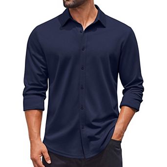 COOFANDY Long Sleeve Shirts for Men Button Up Untucked Shirt Wrinkle Free Casual Shirts