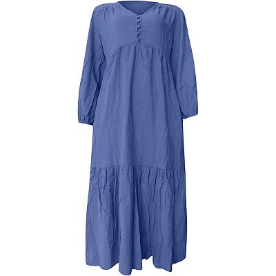 long sleeve maxi dress casual cotton Black Long Sleeve Maxi Dress | Full Coverage