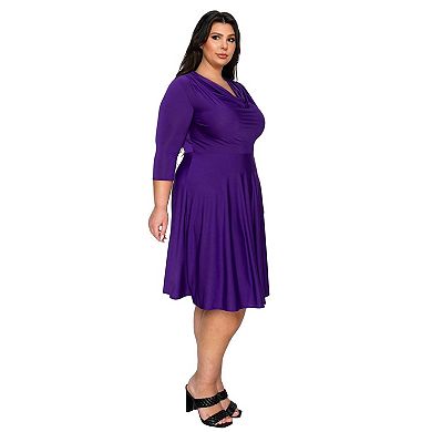 Plus Size Amoretti Cowl Neck Flare Dress
