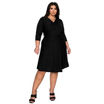Plus Size Amoretti Cowl Neck Flare Dress