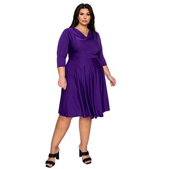 Plus Size Amoretti Cowl Neck Flare Dress
