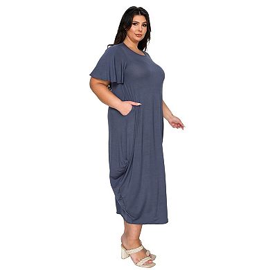 Plus Size Liz Flutter Sleeve Pocket Dress