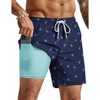 COOFANDY Mens Swim Shorts Funny Swim Trunks Board Shorts 4 Pockets Swimwear Drawstring Stretch