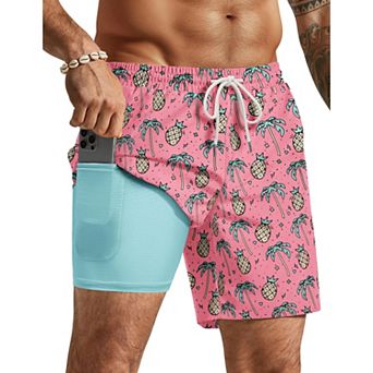 COOFANDY Mens Swim Shorts Funny Swim Trunks Board Shorts 4 Pockets Swimwear Drawstring Stretch