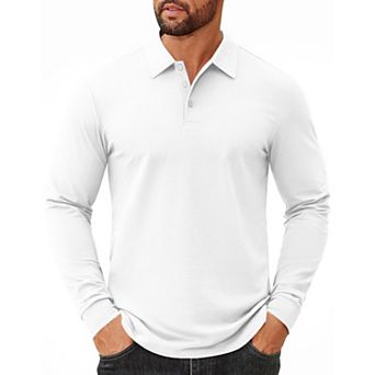COOFANDY Men' Polo Shirts Cotton Long Sleeve Polo T-Shirts Casual Golf Collar Tee