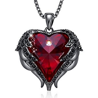 Angel Wing Heart Pendant Necklace