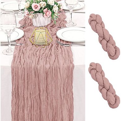 Dusty Pink Cheesecloth Table Runner, Boho Rustic Wedding & Party Decor