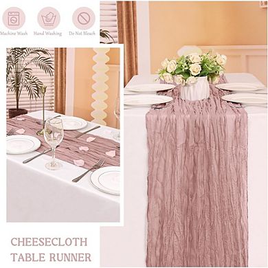 Dusty Pink Cheesecloth Table Runner, Boho Rustic Wedding & Party Decor