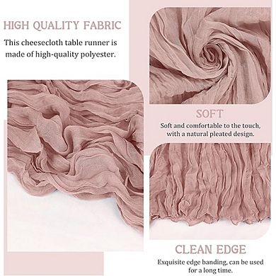 Dusty Pink Cheesecloth Table Runner, Boho Rustic Wedding & Party Decor