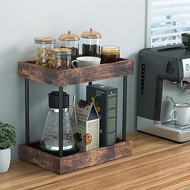 Wooden Countertop Organizer Tray for Vanity and Cosmetic Storage