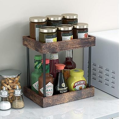 Wooden Countertop Organizer Tray for Vanity and Cosmetic Storage