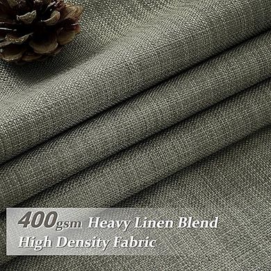 Faux Linen Curtains Blackout, Double-Layer Pleated Drapes