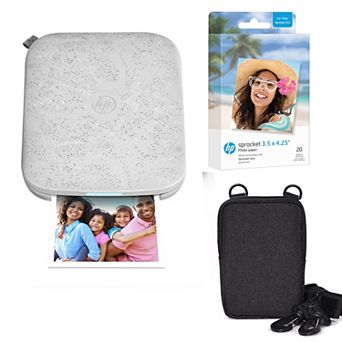 HP Sprocket 3x4 Portable Printer - Instant Photo Printer, Case and Zink Paper Bundle