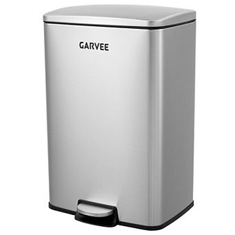 Kitchen Trash Can, Stainless Steel Garbage Can with Quiet Soft-Close Lid, Removable Inner Bucket