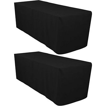 2-Pack Black Fitted Tablecloths, Stretch, Durable, Event-Ready