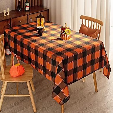 Checkered Halloween Tablecloth, Waterproof, Wrinkle-Resistant