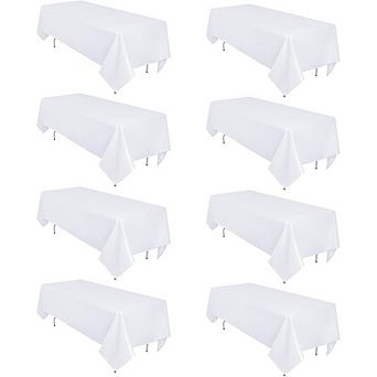 White Polyester Tablecloth Washable Wrinkle-Resistant Rectangular Cover
